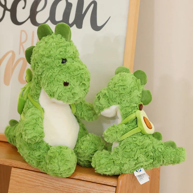 

45CM Kawaii Green Dinosaur Plush Toy Stuffed Animal Soft Fluffy Dino with Avocado Backpack Creative Doll Toys for Kids Baby Girl