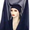 Hijab instantané en mousseline de soie avec boucle magnétique, couleur unie, écharpe musulmane pour femme, Turban islamique, bandeau à la mode, châle, nouvelle collection