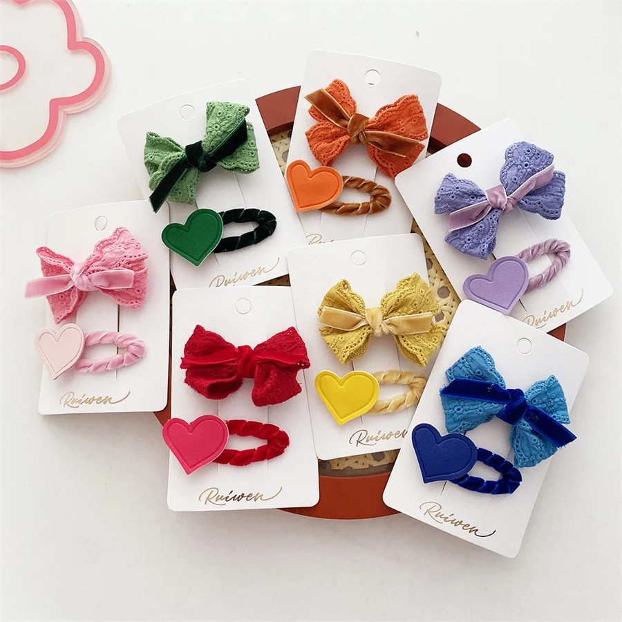 

Зажим для волос ярких цветов в форме сердца для девочек, Женская милая Заколка-пряжка с бантом, боковой зажим, модные аксессуары для волос, украшение