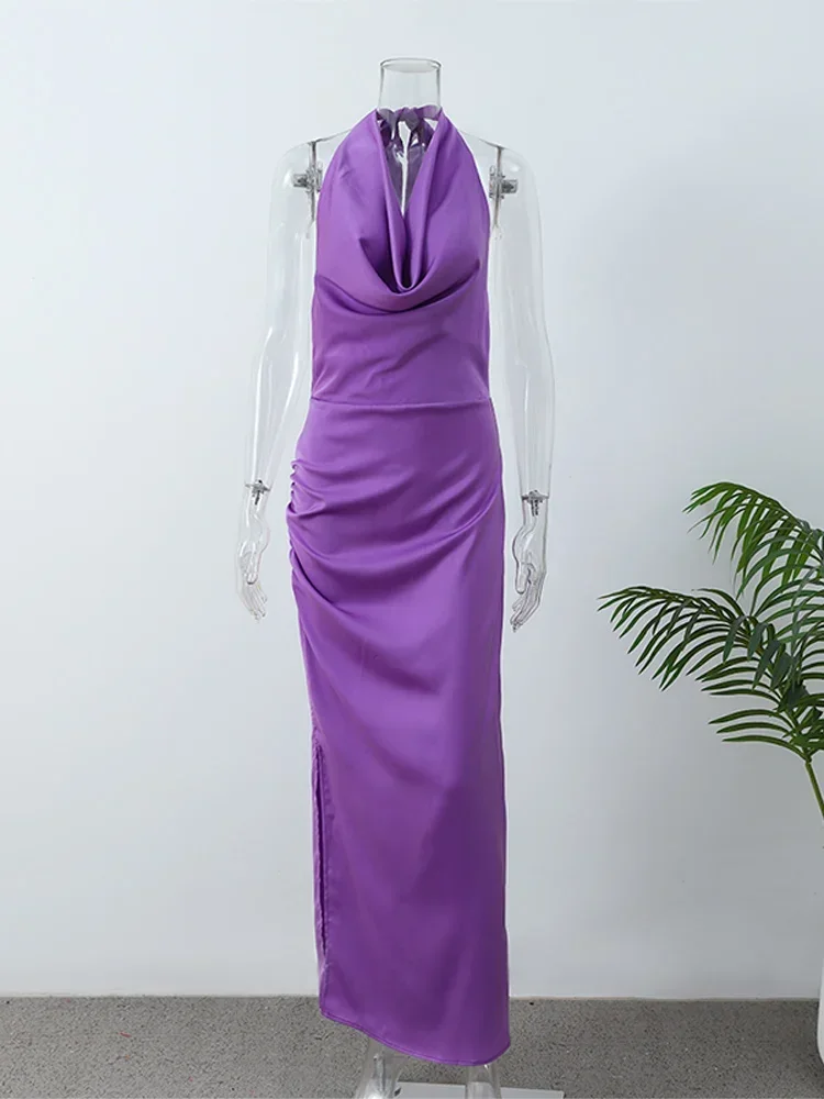 knee length dresses for ladies Lovelle Halter Neck Rosette Mini Dress Lavender main image 1