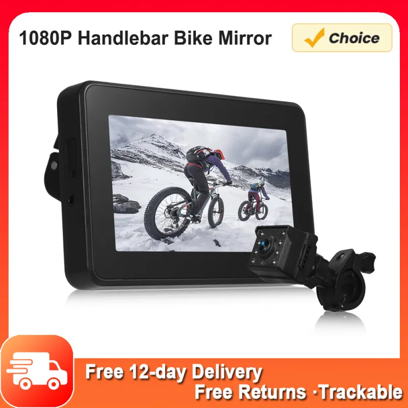 PARKVISION Specchietto retrovisore per bicicletta 1080P AHD telecamera posteriore per bicicletta con schermo da 4,3 pollici, immagine cristallina girevole a 360 PARKVISION Specchietto retrovisore per bicicletta 1080P AHD telecamera posteriore per bicicletta con schermo da 4,3 pollici, immagine cristallina girevole a 360