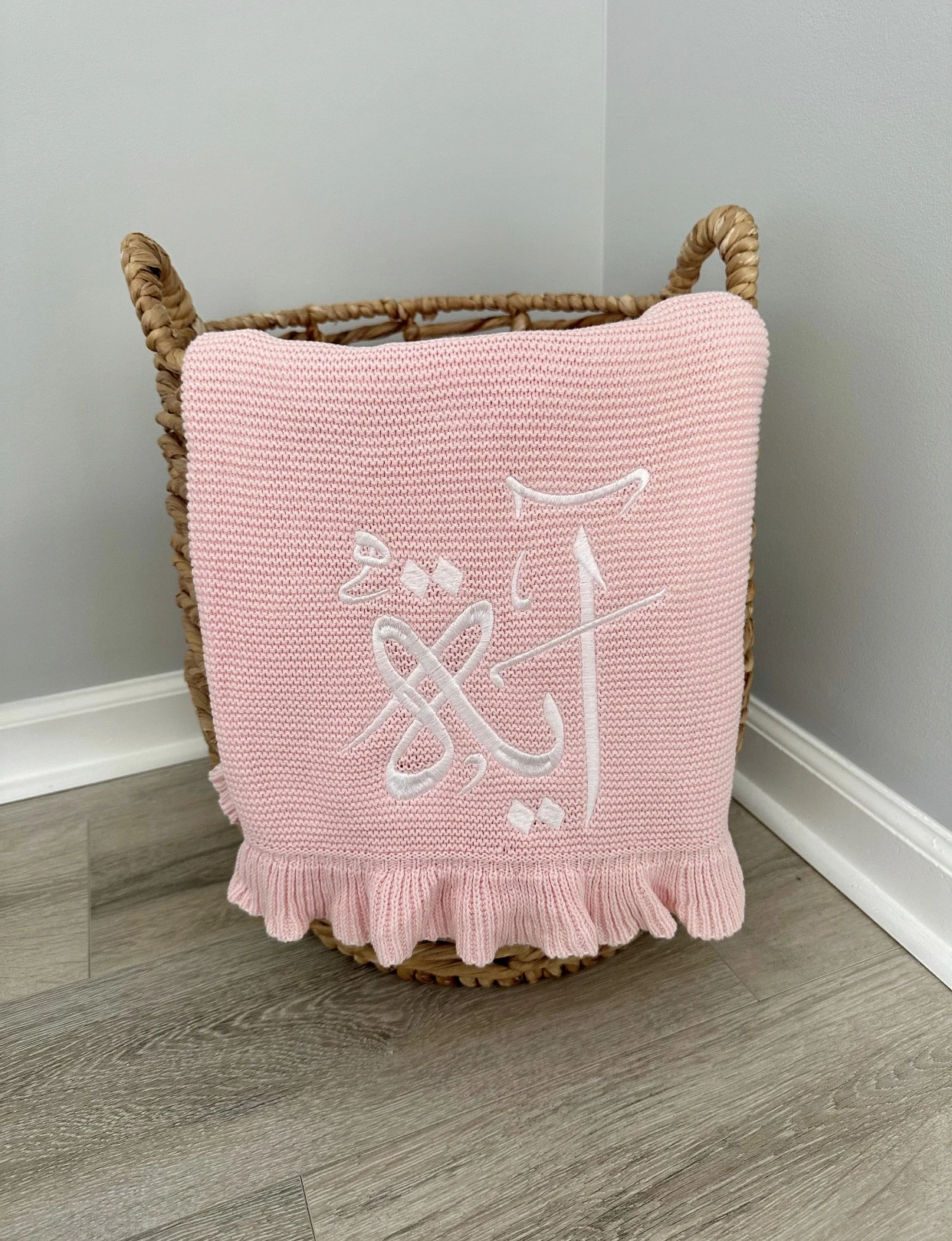 Knit Baby Blanket Personalized for Newborn Girl and Boy with Name Embroidery Soft Knited cotton knit blanket knit blanket custom blanket