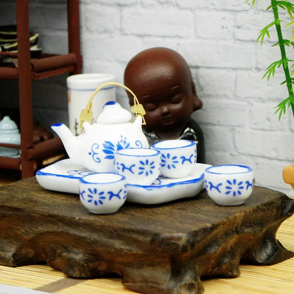 Ceramic Mini Tea Set for Dollhouse Accessories