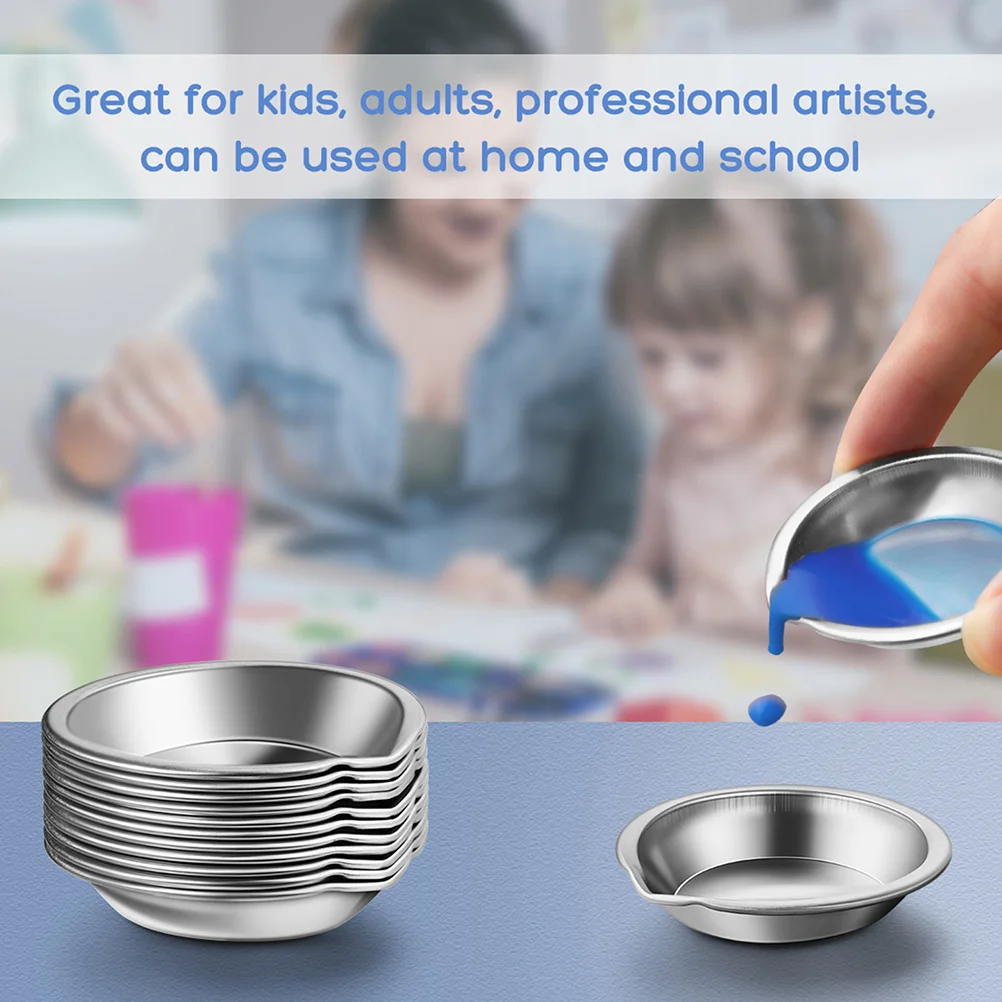 Paint Tray 6 Pcs Pour Mouth Palette Watercolor Mini Paint Tray Iron Trays Mixing Palettes Pallet Plate Painting Stainless Liquid