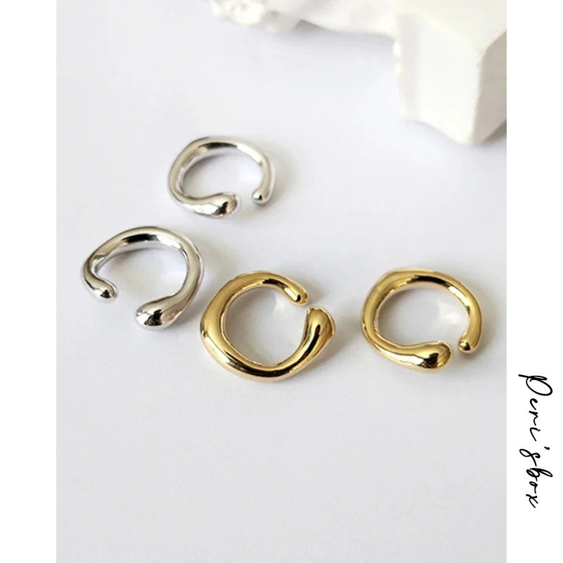 Peri'sBox Solid Gold Color Earrings without Piercing Geometric Round Ear Cuff Minimalist Cartilage Earrings Women Simple Jewelry - Image 2