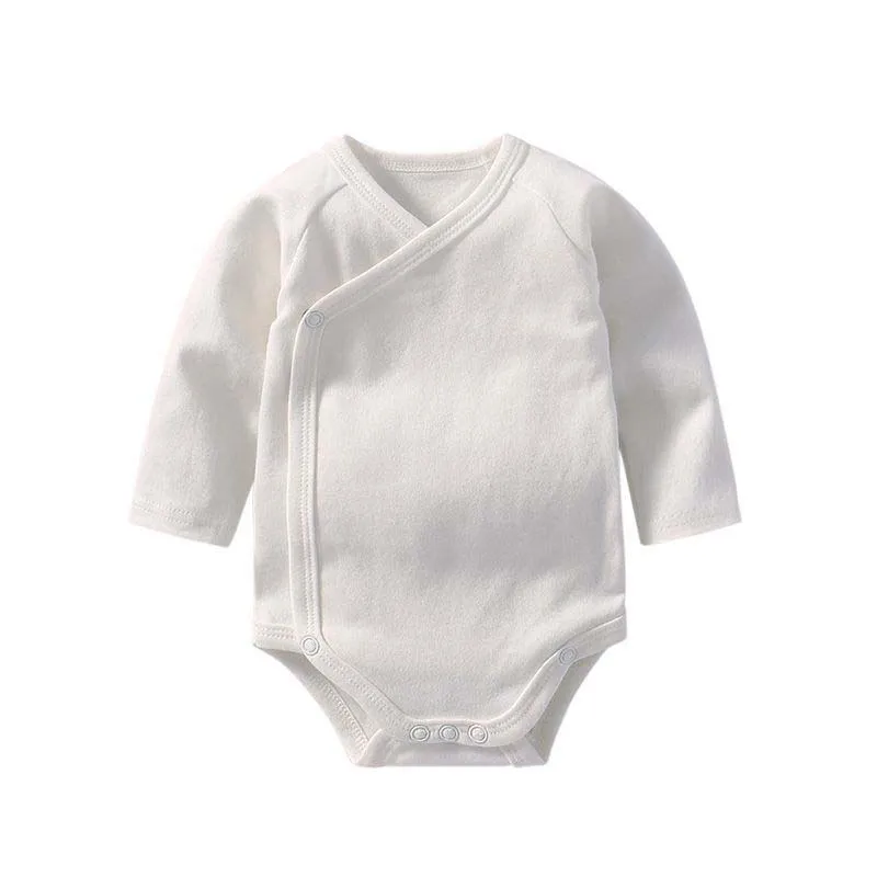 Body pour nouveau-né de 0 à 3 mois, 100% coton, bouton ouvert incliné, couleur unie, combinaisons à manches longues, vêtements pour bébé garçon et fille