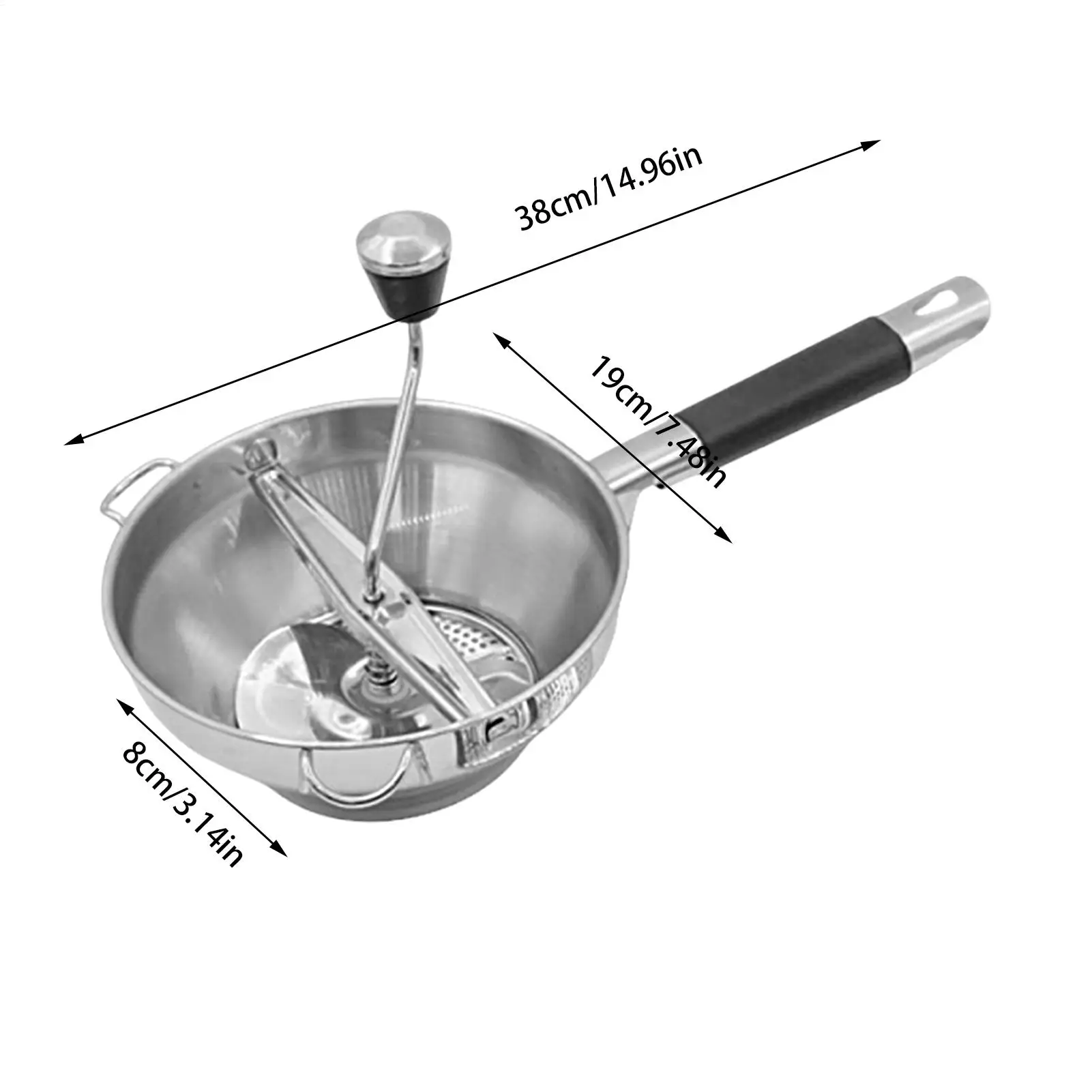 Food Masher Ricer for Mashed Potatoes Food Grade Manual with 3 Replaceable Grinding Discs Shredder for Home Garlic Fruit Puree
