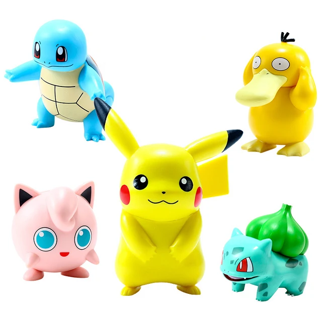  Figura de Anime de Pokémon Charmander, Jigglypuff, Bikachu, Bulbasaur, juguete periférico de película de dibujos animados, regalos coleccionables