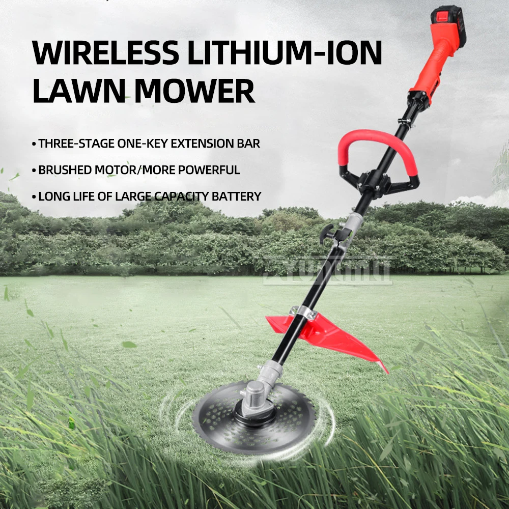23cm 전기 잔디 깎는 기계 2500RPM 무선 잔디 트리머 길이 조절 가능 정원 도구 21V 700w 배터리 포함 2025 신제품