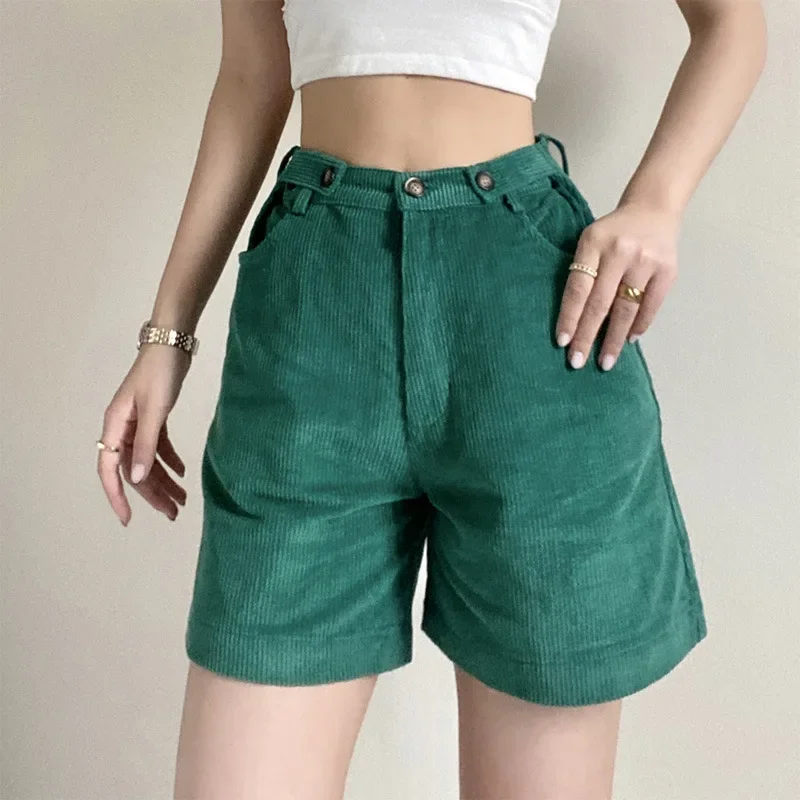 Retro Stylish Straight Shorts Women Harajuku Fall Summer Basic Teens Streetwear Clothing All-match Popular Daily Female Trouser