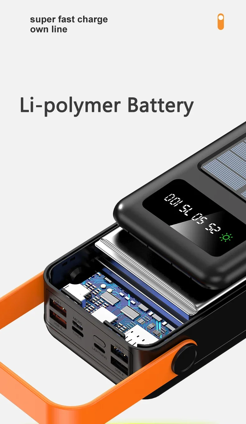 Solar Powerbank Mit Integrierten Kabeln Und Schnellladefunktion_voghion.com