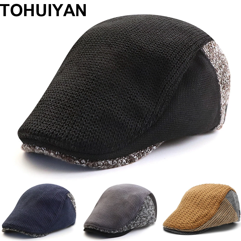 Wool Newsboy Caps Wool Golf Hats Hats Men Caps Knitted Wool