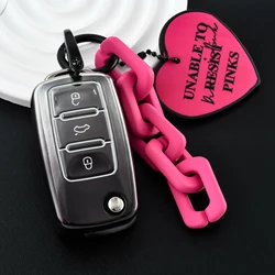 Premium Leather Car Key Case with Keychain (Black set 1)