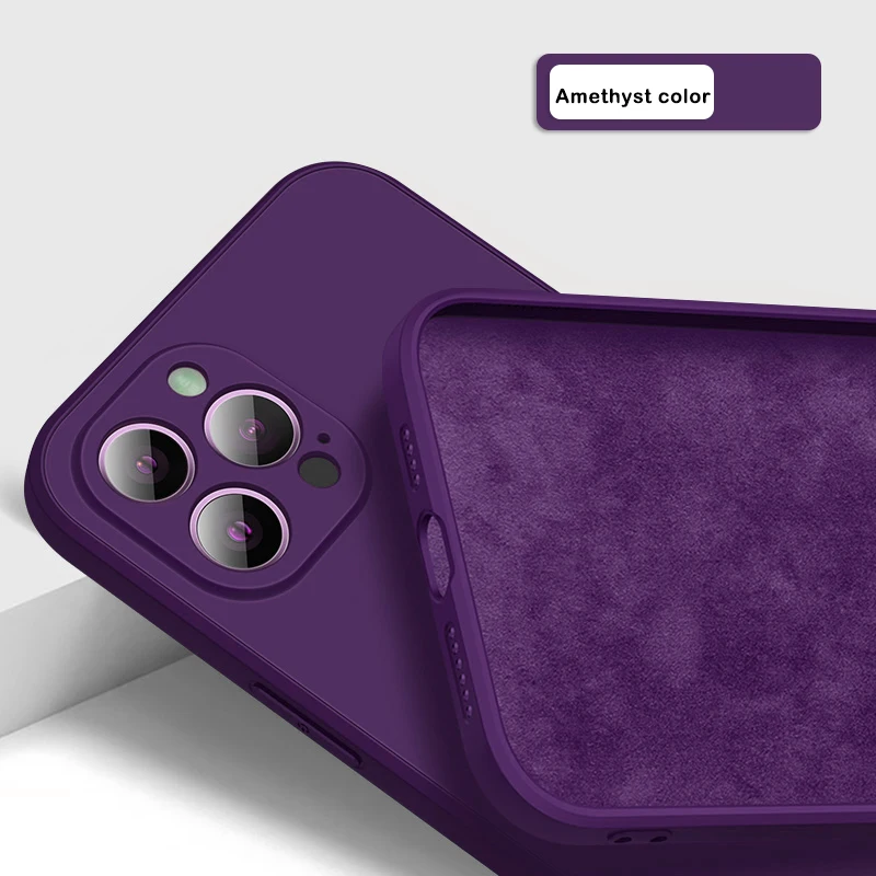 thumbnail image 1 of 3CG New Liquid Soft Silicone Square Phone Case For iPhone 15 14 11 12 13 Pro XS XR Max Mini 7 8 SE2 X Plus Shockproof Back Cover, 1 of 5