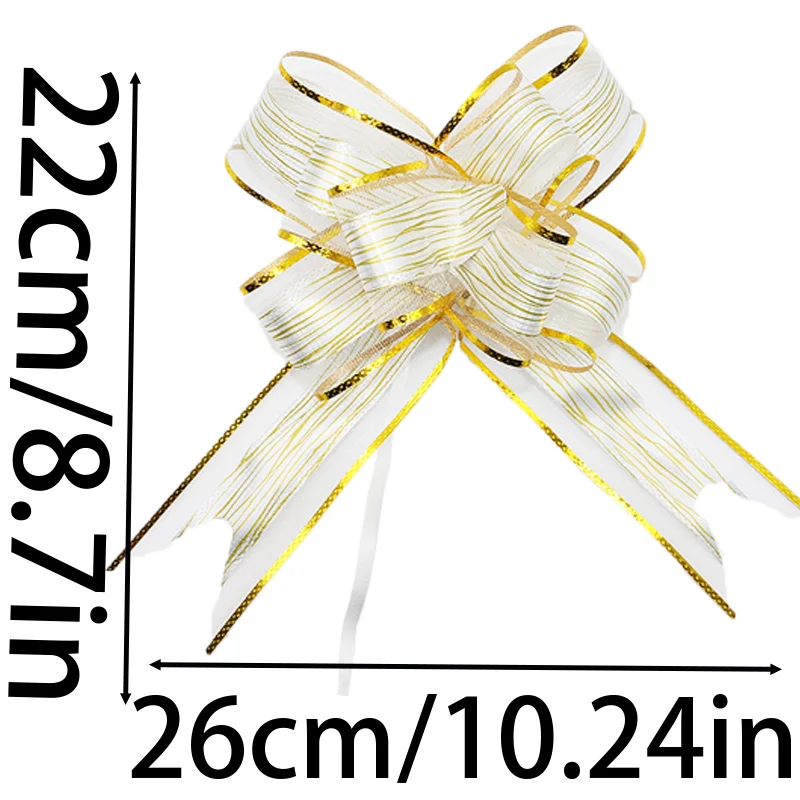 (10pcs/pack)22*26cm Golden Border Mesh ribbon Flower Bow Hand Drawn Flowers Car Decoration Wedding Supplies Festive Packaging