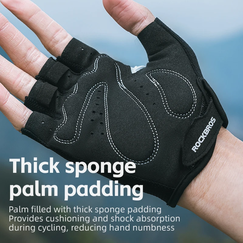 ROCKBROS Bike Gloves Half Finger Summer Breathable Anti-slip SBR Pad Shockproof MTB Road Bicycle Gloves Cycling Shorts Gloves 3