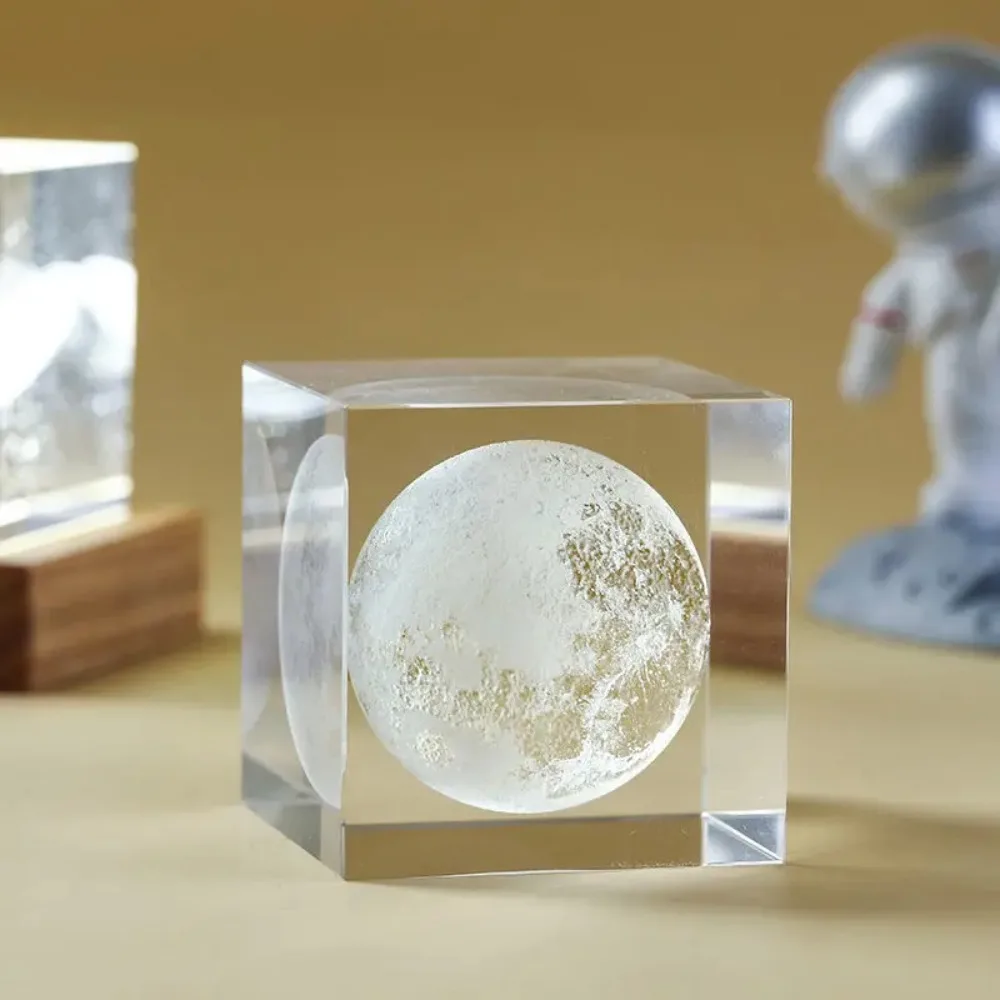 3D 달 은하 크리스탈 자동차 대시보드 장식품, 기술 애호가를 위한 레이저 각인