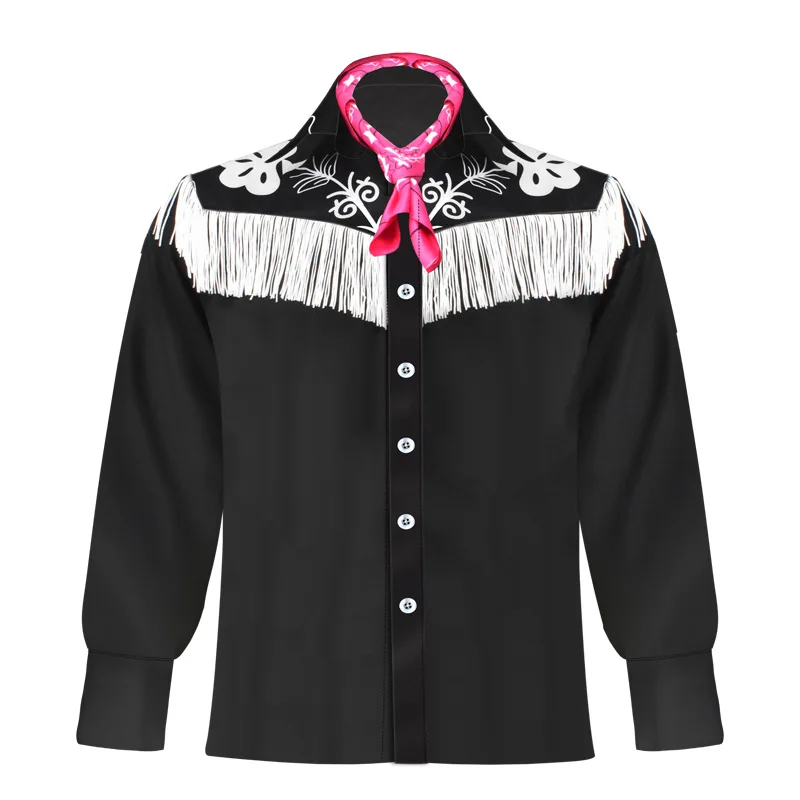 

Movie Character Ken Doll Cosplay Men's Costume Black Shirt with Tie Babi Halloween Carnival Causal Clothes