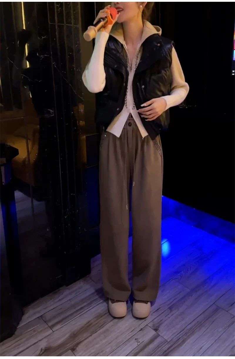 Korean Style Winter Female Vest Coats Sleeveless Stand Collar Zipper Button Fly Women's Cotton Jackets Solid Color Ladies Vests