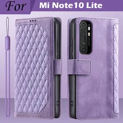 Luxurious Leather Wallet Flip Case for Xiaomi Mi Note 10 Lite (Style 1 Purple)