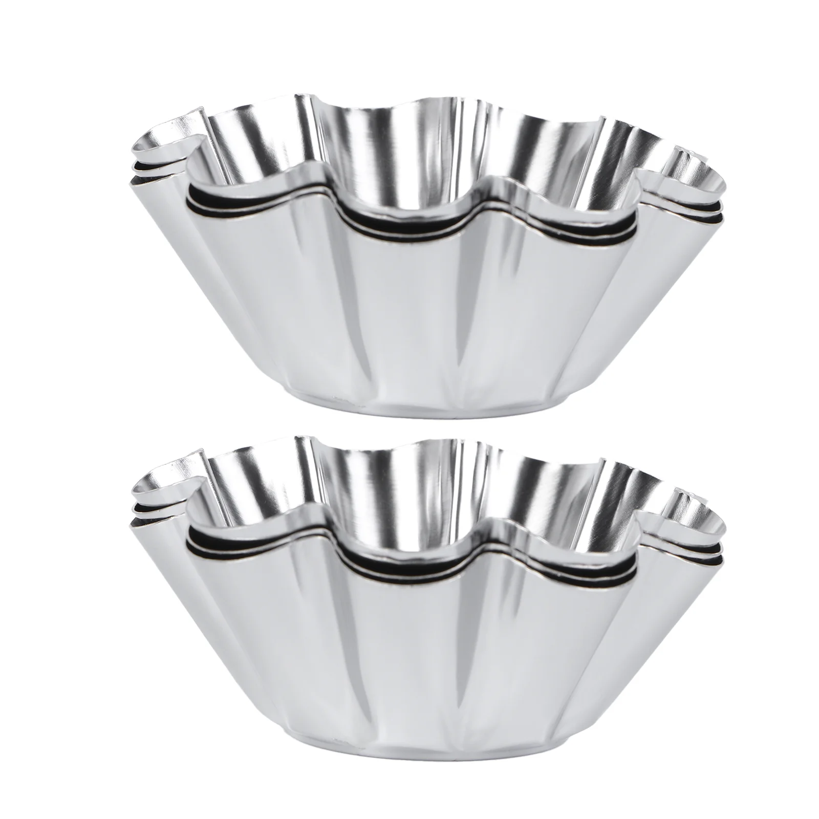 

Delicate Stainless Steel Useful Tart Pans Flower Reusable Cupcake Muffin Baking Cup Mold for Kitchen Bakeware (Silver)