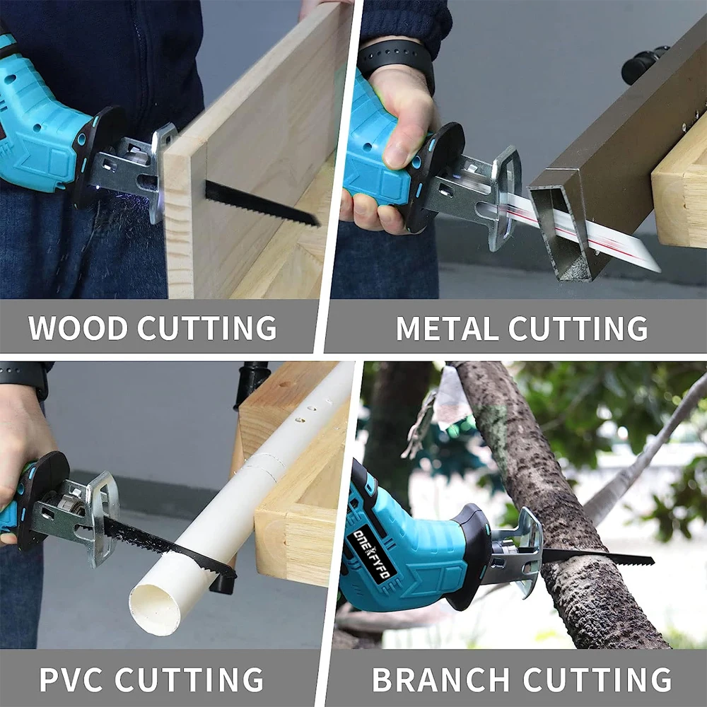 Cordless Reciprocating Saw Adjustable Speed Chainsaw Wood Metal PVC Pipe Cutting Bandsaw Power Tool for Makita 18V Battery 5