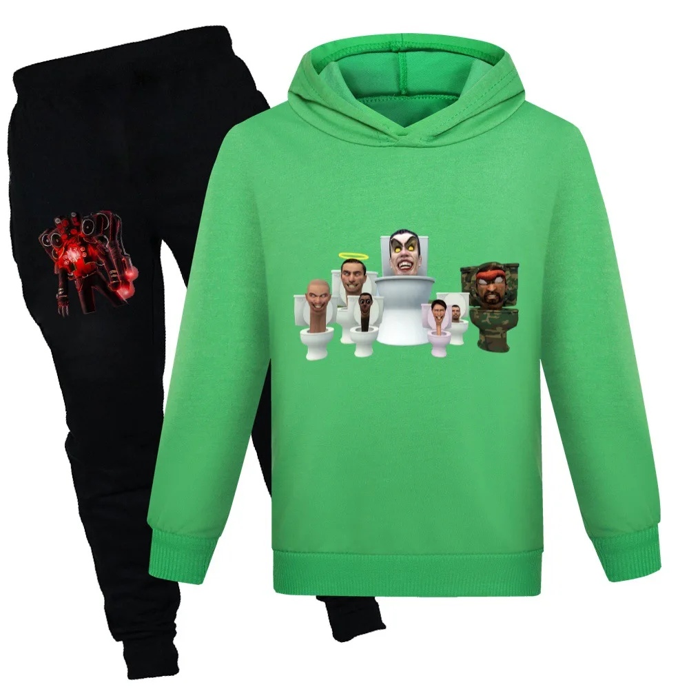 

Повседневный Спортивный костюм для маленьких девочек, детские костюмы, толстовка с капюшоном и штаны с принтом унитаза для мальчиков, Осенняя детская спортивная одежда