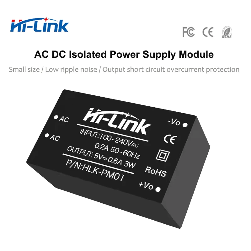 50pcs/Lot Intelligent AC DC 220V to 5V Power Supply Module HLK-PM01 Adjustable High Efficiency Step Down Converter