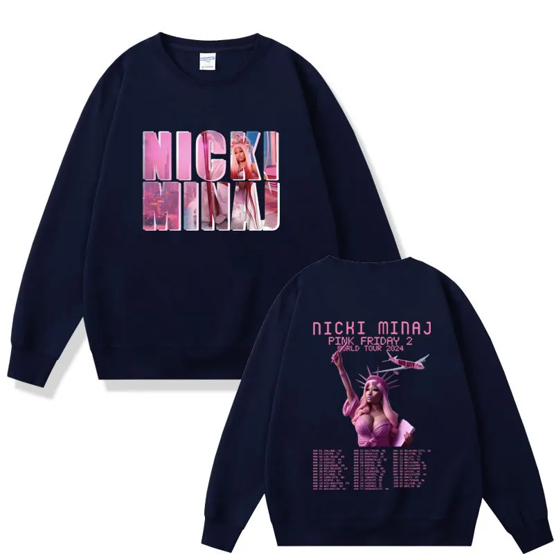 Rapper Nicki Minaj Pink Friday 2 2024 World Tour Print Pullover Rare Queen of Rap Album Cover Sweatshirt Men's Hip Hop Pullovers