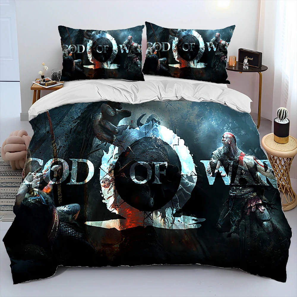 God Of War Game Gamers Kratos Comforter Bedding Set, Copripiumino Set Copripiumino Federa, King Queen Size Bedding Set Kids