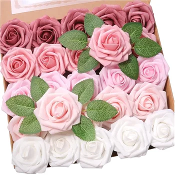 10~100pcs Rose Artificial FlowersFoam Fake Roses Wedding Bouquets Centerpieces Mothers Day Valentines Gifts Party Decoration 1