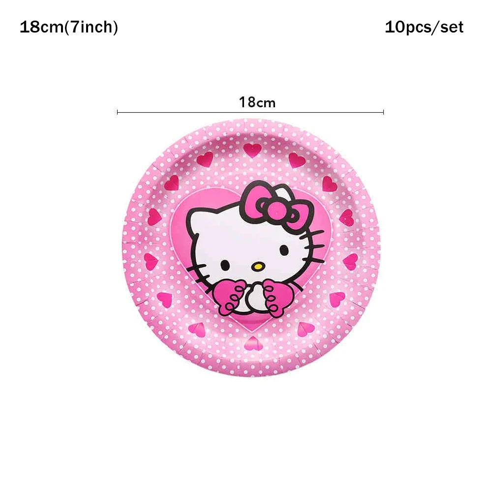 Disposable Tableware HelloKitty Kuromi Birthday Party Decorations Sanrio Disposable Tableware Cup Plate Napkin Kids Baby Theme Gathering Supplies