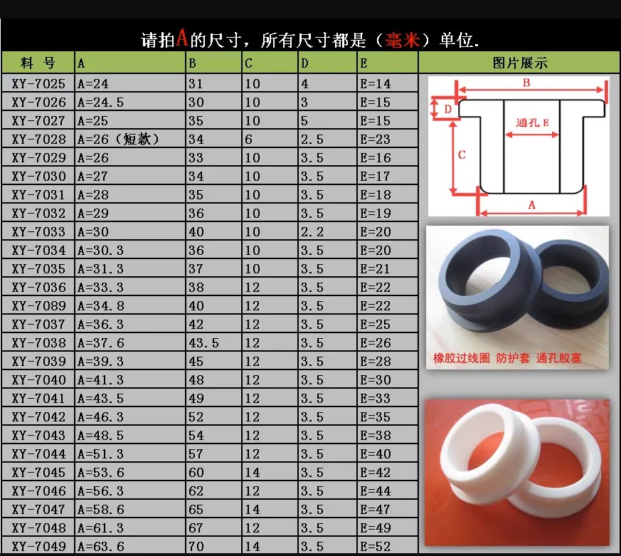 Description Picture 3 of itemRound Hollow Silicone Rubber Grommets Hole Plug Wire Cable Grommet Gasket Protect Bushes O-rings Sealed Gasket hole 3-40mm