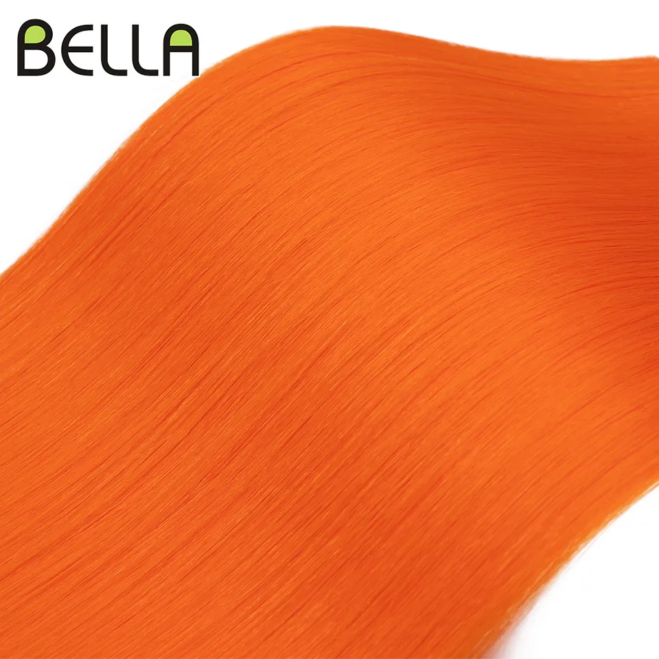 Bella Yaki Straight Hair Bundles hair extensions 36 Inch Synthetic Hair Ombre Orange Weave High Temperature Fiber Ponytail Extensions