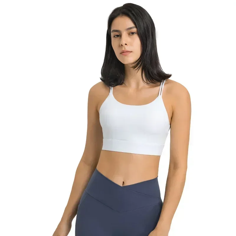 Lemon Women Cutout Push Up Gym Fitness Bras Cami Crop Tops Women Double Straps Nylon Workout Yoga Sports Bra with Removable Pads