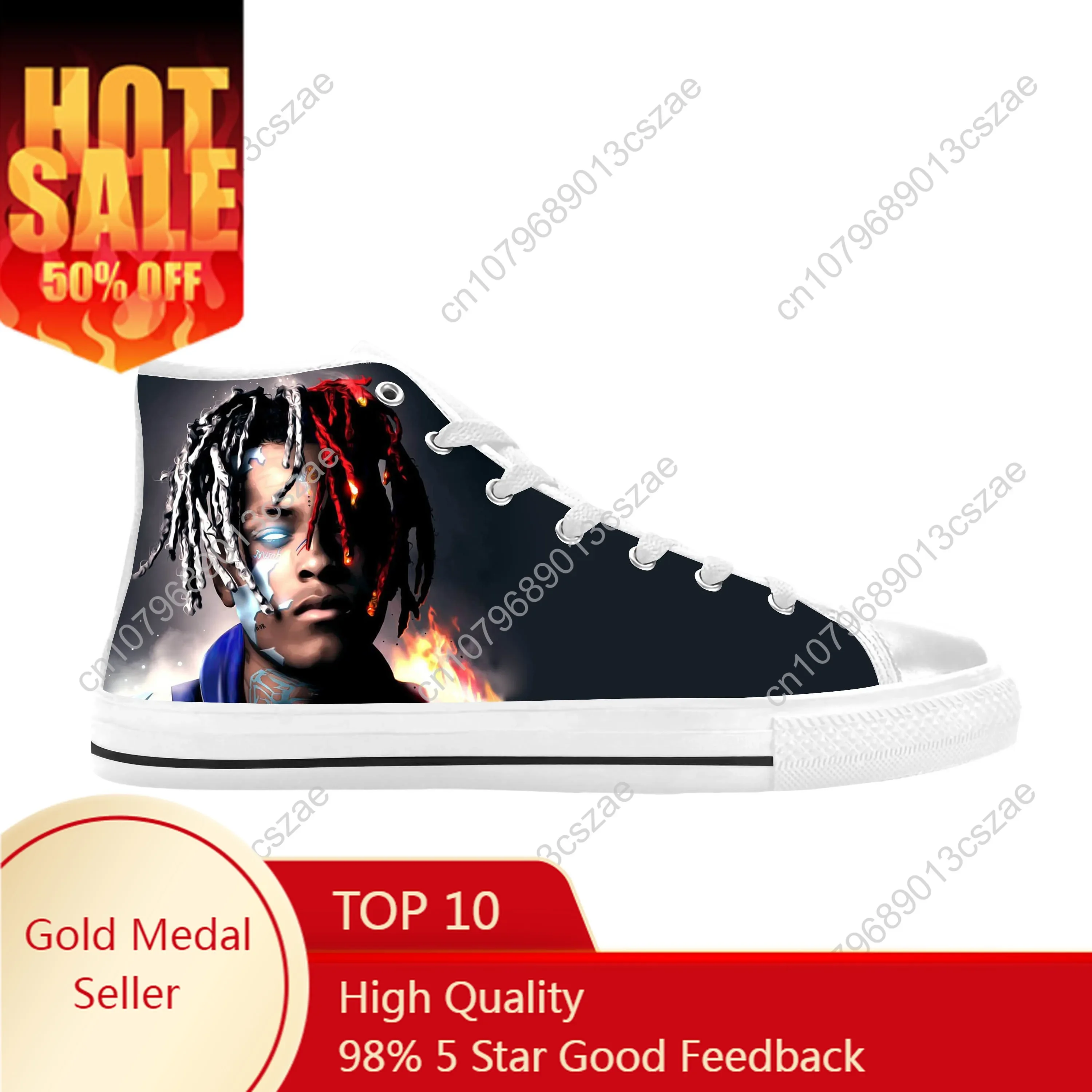 Hot Hip Hop Rapper Rap Singer Music XXXTentacions Casual Cloth Shoes High Top Comfortable Breathable 3D Print Men Women Sneakers