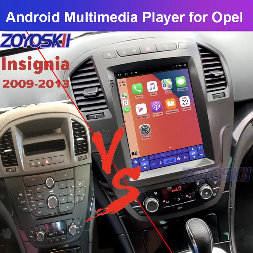 Autoradio Android pour Opel Insignia, lecteur de navigation GPS, 12  emplacements, écran, unité principale, Carplay, 2009-2013, CD300, CD400,  Regal