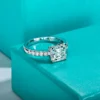AnuJewel 3ct Asscher Cut Moissanite Engagement Ring For Women 925 Sterling Silver D Color Lab Diamond Wedding Rings Jewelry 2