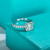 AnuJewel 3ct Asscher Cut Moissanite Engagement Ring For Women 925 Sterling Silver D Color Lab Diamond Wedding Rings Jewelry 2