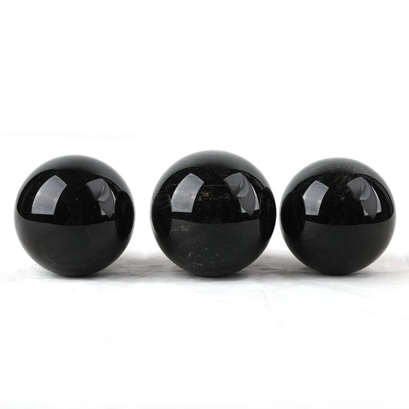 80mm Large Natural Black Obsidian Stone Ball Quartz Crystal Sphere W/ Stand Healing Polished Gemstone Home Feng Shui Decor Gift