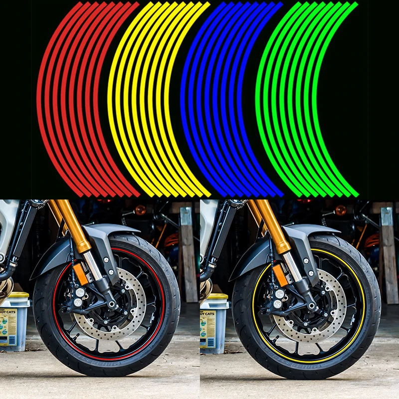 Motorcycle Wheel Stickers Reflective Strips 17" 18" Reflective Tape Sticker Waterproof Rim Stripe Tape Scooter Bike Tire Decals motorcycle wheel stickers