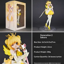 Cardcaptor Sakura Kinomoto Sakura Anime Figure with Kero Chan - Trendy Collectible Desktop Decoration Toy (YELLOW)