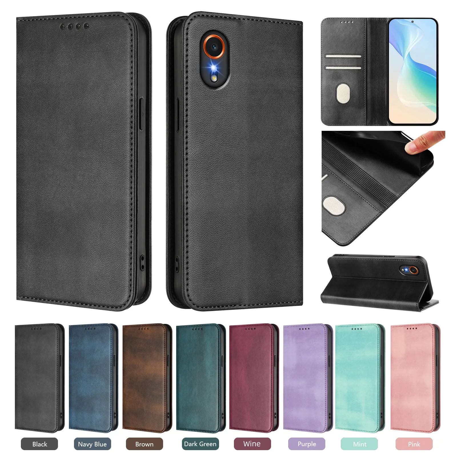 Leather Flip Wallet Book Case - Protective  Cover