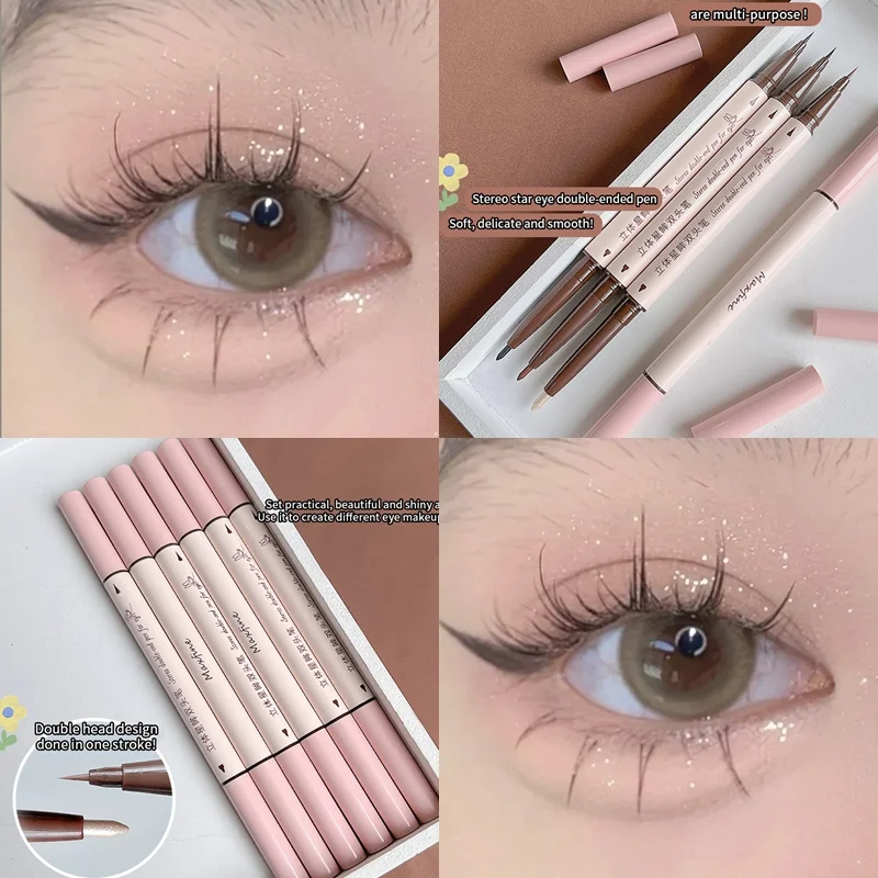 

Natural Eyeliner Lying Silkworm Pen Tea Brown Matte Eyeliner Gel Pen Quick-dry No Smudging Waterproof Sweatproof Lasting Makeup