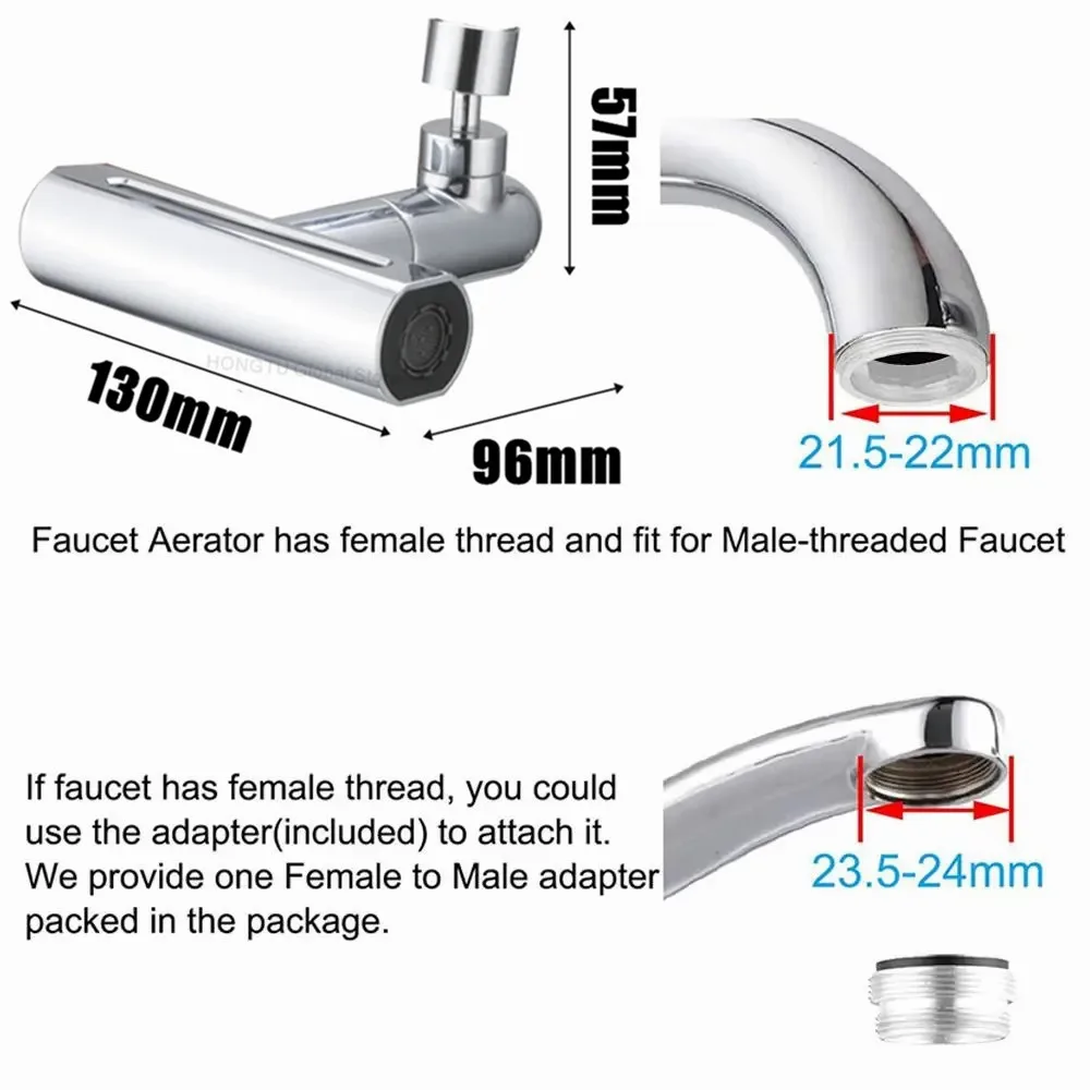 Pressurized Kitchen Sink Waterfall Faucet Bubbler Splash-proof 4 Modes Spout Bathroom Basin Tap Extender Water Saving Adapter