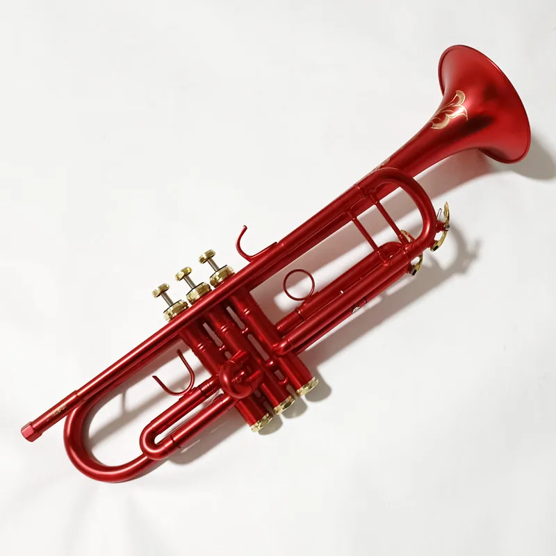 Hot Sell LT180-37 Bb Small Trumpet Matte red Key Professional Music Instruments with case