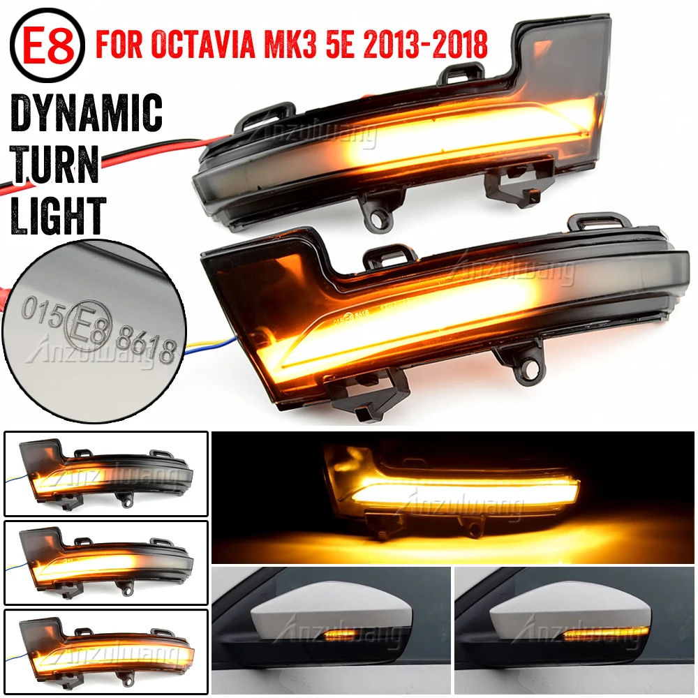 

For Skoda Octavia Mk3 A7 5E 2013 2014 2015 2016 2017 2018 2019 Rearview Mirror Blinker Indicator LED Dynamic Turn Signal Light