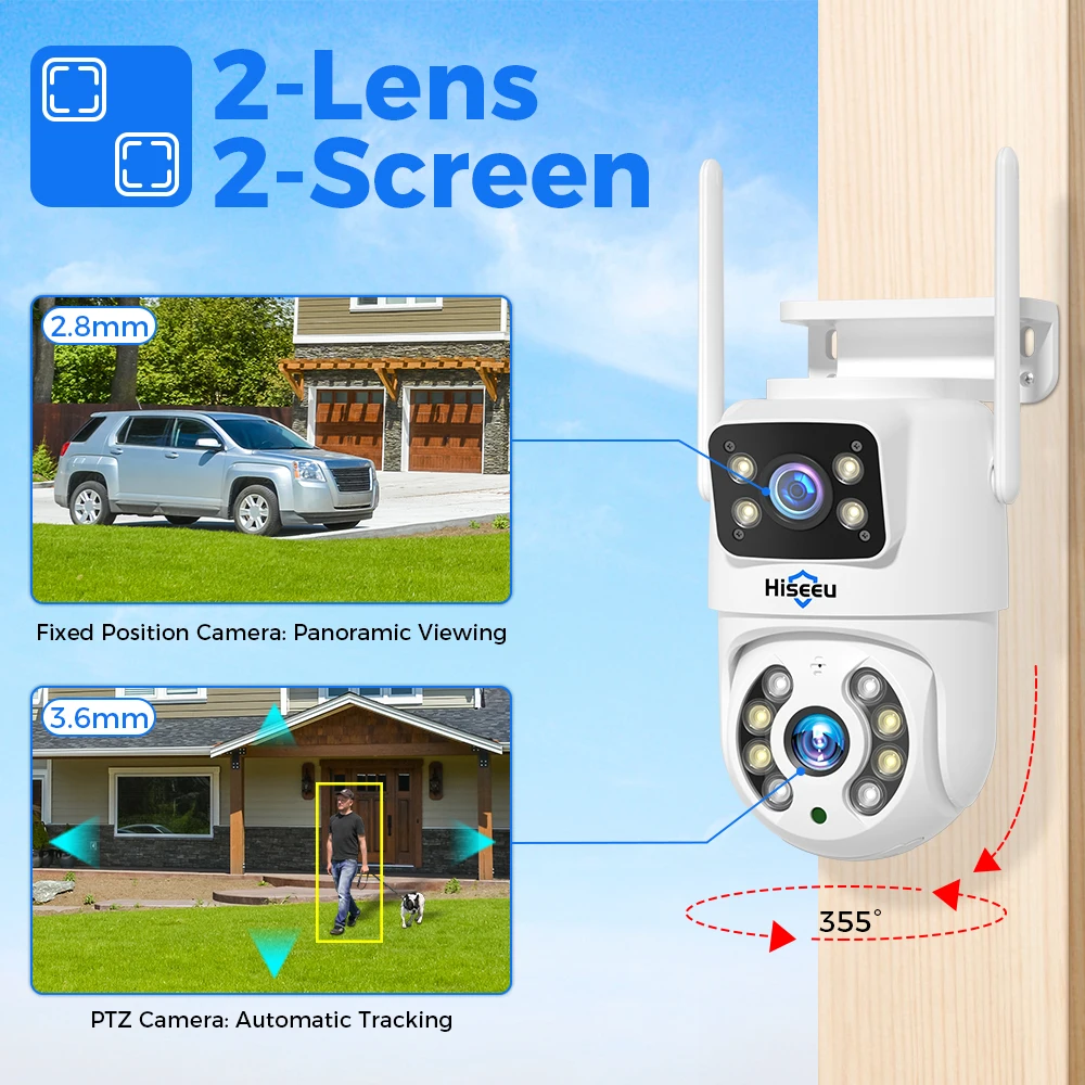 Hiseeu   ī޶,  , 4X  , AI ΰ , ONVIF  ߿  PTZ IP ī޶, 4K 8MP