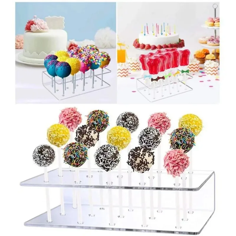 

Acrylic Lollipop Stand 15 Hole Transparent Lollipop Display Detachable Cake Lollipop Stand Holder for Party Decor Candy Holder