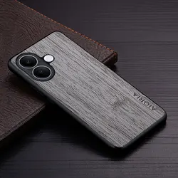 Bamboo Wood Pattern Leather Cover Case for Vivo V17 (Russia) (Light gray)